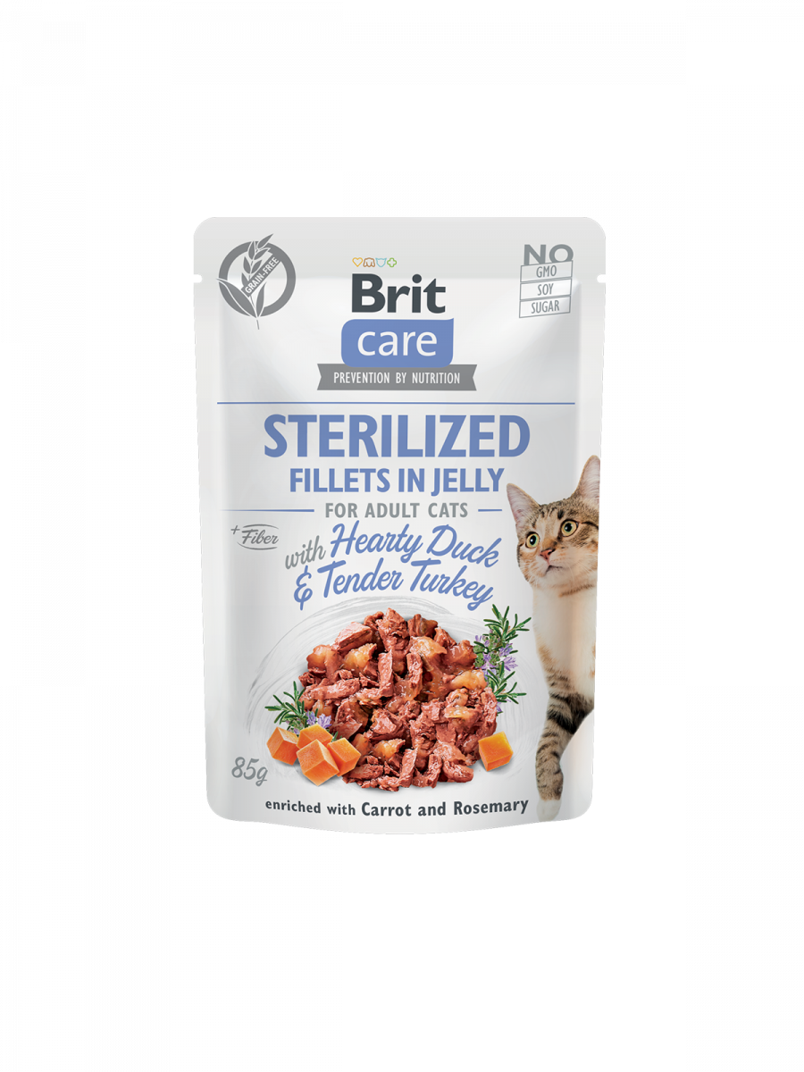 Brit Care Cat Pouch STERILIZED - Hearty Duck & Tender Turkey in Jelly Brit Care Cat Pouch STERILIZED - Hearty Duck & Tender Turkey in Jelly